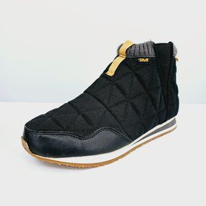 Teva ReEmber Quilted Mid Top Sneaker 9 Black Yellow Pull On Chelsea Stretch Knit